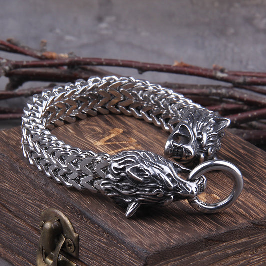 Wolf Pack Steel Mesh Bracelet